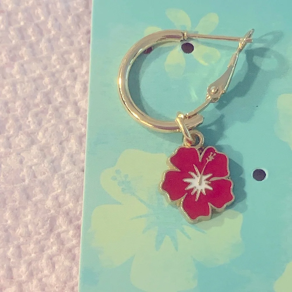 DISNEY Stitch Gold Hoop Earrings Charm kids Jewelry NEW NWT